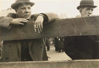 (F.S.A.) Pond Monkey (log roller) by Dorothea Lange * Two men looking over a fence by Ben Shahn.